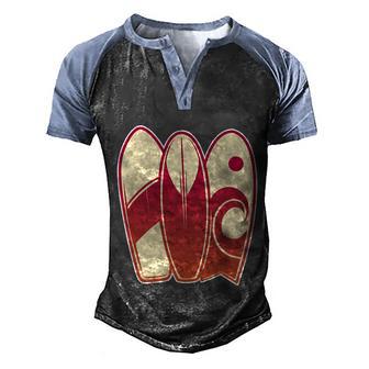 Funny Retro Surfboard Surfing Graphic Design Printed Casual Daily Basic Men's Henley Shirt Raglan Sleeve 3D Print T-shirt - Thegiftio UK