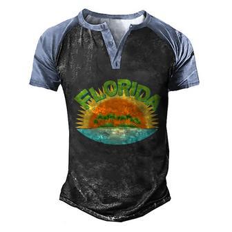 Funny Retro Tropical Florida Coastline Graphic Design Printed Casual Daily Basic Men's Henley Shirt Raglan Sleeve 3D Print T-shirt - Thegiftio UK