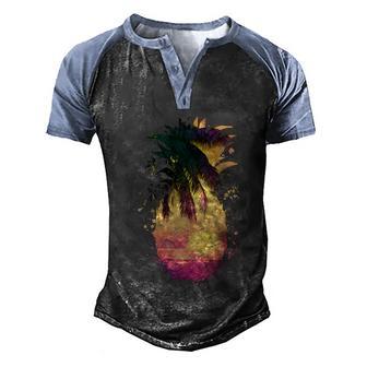 Funny Retro Tropical Pineapple Graphic Design Printed Casual Daily Basic Men's Henley Shirt Raglan Sleeve 3D Print T-shirt - Thegiftio UK