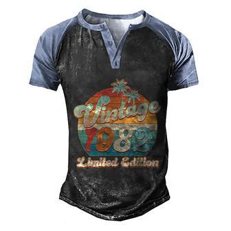 Funny Retro Tropical Vintage 1982 Limited Edition 40Th Birthday Graphic Design Printed Casual Daily Basic Men's Henley Shirt Raglan Sleeve 3D Print T-shirt - Thegiftio UK