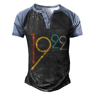 Funny Retro Vintage 1922 100Th Birthday Graphic Design Printed Casual Daily Basic Men's Henley Shirt Raglan Sleeve 3D Print T-shirt - Thegiftio UK
