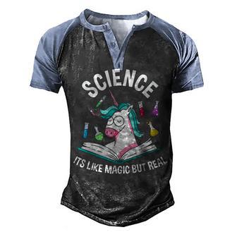Funny Science Is Like Magic But Real Unicorn Funny Science Graphic Design Printed Casual Daily Basic Men's Henley Shirt Raglan Sleeve 3D Print T-shirt - Thegiftio UK