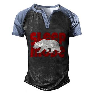 Funny Sleep Mode Love Napping Bear Lover Lazy Day Couch Potato Graphic Design Printed Casual Daily Basic Men's Henley Shirt Raglan Sleeve 3D Print T-shirt - Thegiftio UK