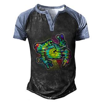 Funny Trippy Hippie Psychedelic Peace Frog Graphic Design Printed Casual Daily Basic Men's Henley Shirt Raglan Sleeve 3D Print T-shirt - Thegiftio UK