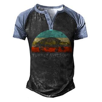 Funny Turtle Pun Turtly Awesome Men's Henley Shirt Raglan Sleeve 3D Print T-shirt - Thegiftio UK