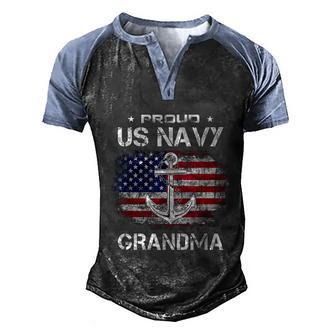 Funny Us Navy Proud Grandma Proud Us Navy Grandma Veteran Day Men's Henley Shirt Raglan Sleeve 3D Print T-shirt - Thegiftio UK