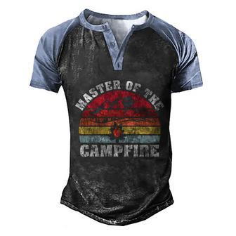 Funny Vintage Camping Master Of The Campfire Gift Men's Henley Shirt Raglan Sleeve 3D Print T-shirt - Thegiftio UK