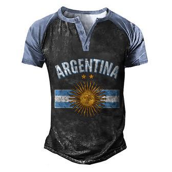 Funny Vintage Retro Argentina Country Flag Graphic Design Printed Casual Daily Basic Men's Henley Shirt Raglan Sleeve 3D Print T-shirt - Thegiftio UK