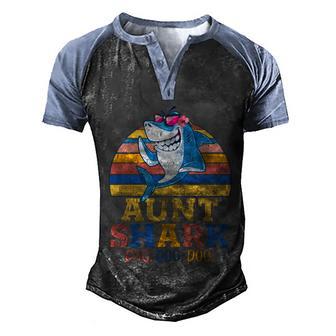 Funny Vintage Retro Aunt Shark Doo Graphic Design Printed Casual Daily Basic Men's Henley Shirt Raglan Sleeve 3D Print T-shirt - Thegiftio UK