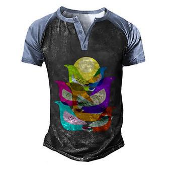 Funny Vintage Retro Birds Graphic Design Printed Casual Daily Basic Men's Henley Shirt Raglan Sleeve 3D Print T-shirt - Thegiftio UK