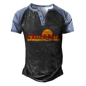 Funny Vintage Retro California Simple Sinset Graphic Design Printed Casual Daily Basic Men's Henley Shirt Raglan Sleeve 3D Print T-shirt - Thegiftio UK