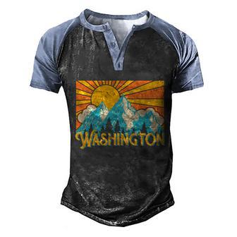 Funny Vintage Retro Washington Sunshine Mountains Graphic Design Printed Casual Daily Basic Men's Henley Shirt Raglan Sleeve 3D Print T-shirt - Thegiftio UK