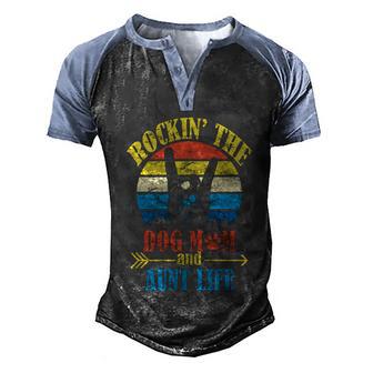 Funny Vintage Rockin The Dog Mom And Aunt Life Graphic Design Printed Casual Daily Basic Men's Henley Shirt Raglan Sleeve 3D Print T-shirt - Thegiftio UK