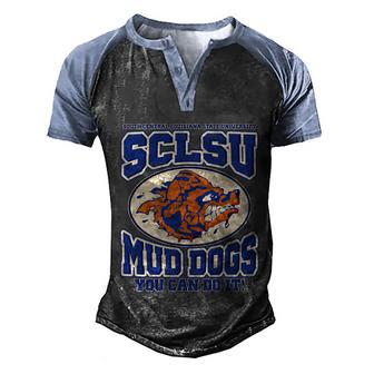 Funny Vintage Sclsu Mud Dogs Classic Football Graphic Design Printed Casual Daily Basic Men's Henley Shirt Raglan Sleeve 3D Print T-shirt - Thegiftio UK