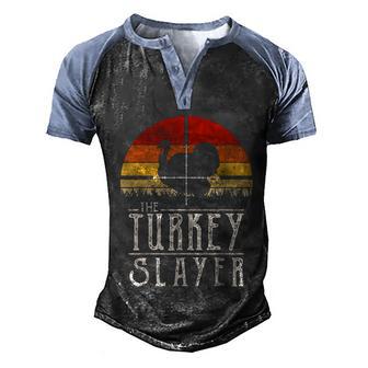 Funny Vintage Sunset Retro Style Turkey Hunting Turkey Slayer Graphic Design Printed Casual Daily Basic Men's Henley Shirt Raglan Sleeve 3D Print T-shirt - Thegiftio UK