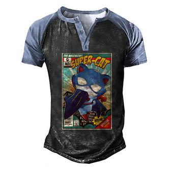 Funny Vintage The Ameowzing Super-Cat Comic Cover Graphic Design Printed Casual Daily Basic Men's Henley Shirt Raglan Sleeve 3D Print T-shirt - Thegiftio UK