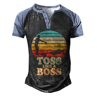 Funny Vintage Toss Like A Boss Cornhole Graphic Design Printed Casual Daily Basic Men's Henley Shirt Raglan Sleeve 3D Print T-shirt - Thegiftio UK