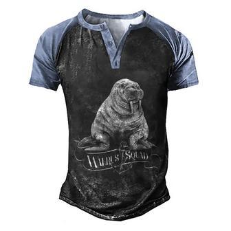 Funny Vintage Walrus Squad Graphic Design Printed Casual Daily Basic Men's Henley Shirt Raglan Sleeve 3D Print T-shirt - Thegiftio UK