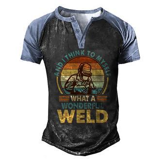 Funny Vintage What A Wonderful Weld Graphic Design Printed Casual Daily Basic Men's Henley Shirt Raglan Sleeve 3D Print T-shirt - Thegiftio UK