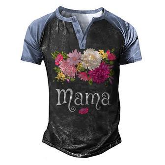 Garden Flowers Mama Dark Men's Henley Shirt Raglan Sleeve 3D Print T-shirt - Thegiftio UK