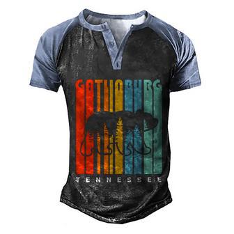 Gatlinburg Tennessee Bear Great Smoky Mountains Hiking Retro Gift Men's Henley Shirt Raglan Sleeve 3D Print T-shirt - Thegiftio UK