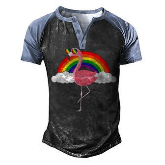 Gay Flamingo Rainbow Pride Men's Henley Shirt Raglan Sleeve 3D Print T-shirt - Thegiftio UK