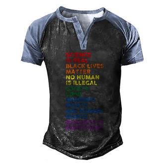 Gay Pride Science Is Real Black Lives Matter Love Is Love Tshirt Graphic Design Printed Casual Daily Basic Men's Henley Shirt Raglan Sleeve 3D Print T-shirt - Thegiftio UK