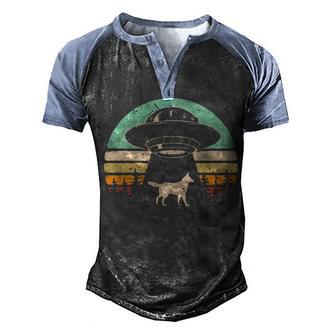 German Shepherd Alien Spaceship Dog T Men's Henley Shirt Raglan Sleeve 3D Print T-shirt - Thegiftio UK
