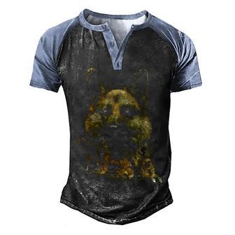 German Shepherd Sketch Dog T Men's Henley Shirt Raglan Sleeve 3D Print T-shirt - Thegiftio UK