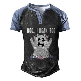 Ghost Cow Moo I Mean Boo Pumpkin Moon Halloween Graphic Design Printed Casual Daily Basic Men's Henley Shirt Raglan Sleeve 3D Print T-shirt - Thegiftio UK