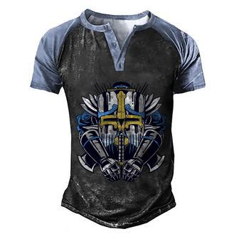 Giant Robot Graphic Design Printed Casual Daily Basic Men's Henley Shirt Raglan Sleeve 3D Print T-shirt - Thegiftio UK