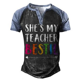 Gift For Teacher Best Friend Shes My Teacher Bestie 2 Men's Henley Shirt Raglan Sleeve 3D Print T-shirt - Thegiftio UK