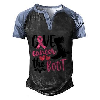 Give Cancer The Boot Pink Ribbon Breast Cancer Graphic Design Printed Casual Daily Basic Men's Henley Shirt Raglan Sleeve 3D Print T-shirt - Thegiftio UK
