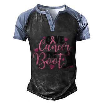 Give Cancer The Boot Pink Ribbon Breast Cancer Graphic Design Printed Casual Daily Basic V2 Men's Henley Shirt Raglan Sleeve 3D Print T-shirt - Thegiftio UK