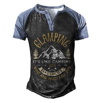 Glamping Definition Glamper Women Men Wine Funny Camping Gift Graphic Design Printed Casual Daily Basic Men's Henley Shirt Raglan Sleeve 3D Print T-shirt - Thegiftio UK