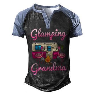 Glamping Grandma Flamingo Camping Gift Men's Henley Shirt Raglan Sleeve 3D Print T-shirt - Thegiftio UK
