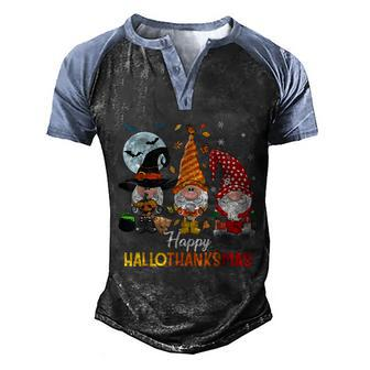 Gnomes Lover Halloween Merry Christmas Happy Hallothanksmas Graphic Design Printed Casual Daily Basic Men's Henley Shirt Raglan Sleeve 3D Print T-shirt - Thegiftio UK
