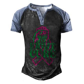 Go Fight Cure Pink Ribbon Breast Cancer Men's Henley Shirt Raglan Sleeve 3D Print T-shirt - Thegiftio UK