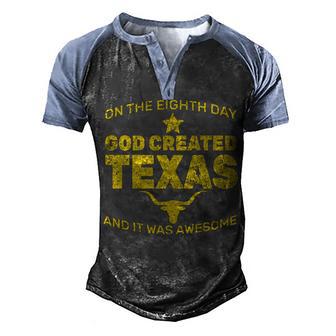 God Created Texas Graphic Design Printed Casual Daily Basic Men's Henley Shirt Raglan Sleeve 3D Print T-shirt - Thegiftio UK