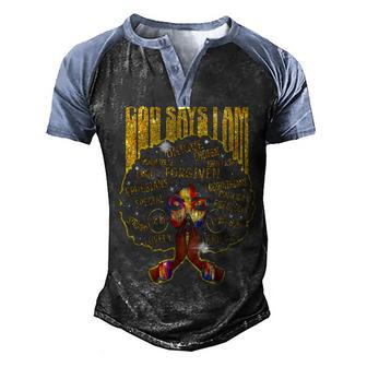 God Says I Am Black Girl Men's Henley Shirt Raglan Sleeve 3D Print T-shirt - Thegiftio UK
