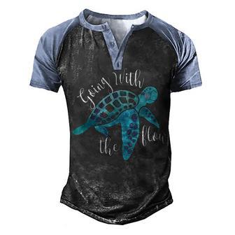 Going With The Flow Sea Turtle Men's Henley Shirt Raglan Sleeve 3D Print T-shirt - Thegiftio UK