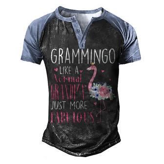 Grammingo Like A Normal Grandma Just More Fabulous Flamingo Men's Henley Shirt Raglan Sleeve 3D Print T-shirt - Thegiftio UK