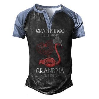 Grammingo Like Normal Grandma Only Cooler Flamingo Men's Henley Shirt Raglan Sleeve 3D Print T-shirt - Thegiftio UK