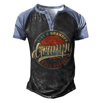 Grampy Like A Grandpa Only Cooler Vintage Family Gift Men's Henley Shirt Raglan Sleeve 3D Print T-shirt - Thegiftio UK