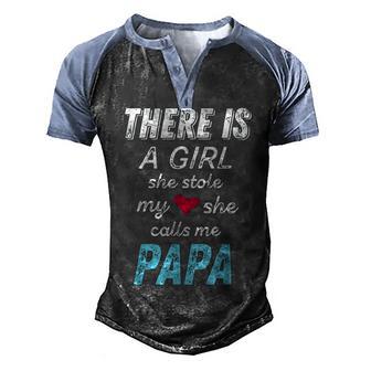 Granddaughter She Stole My Heart Men's Henley Shirt Raglan Sleeve 3D Print T-shirt - Thegiftio UK