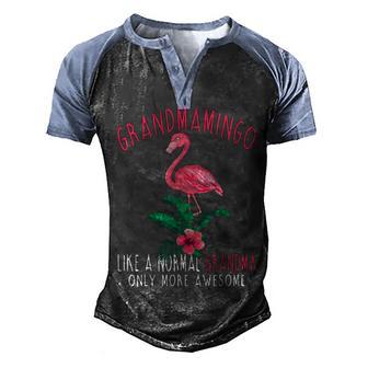 Grandmamingo Like A Normal Grandma Only More Awesome Flamingo Men's Henley Shirt Raglan Sleeve 3D Print T-shirt - Thegiftio UK