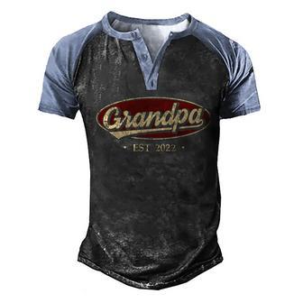 Grandpa Est 2022 Vintage Retro Men's Henley Shirt Raglan Sleeve 3D Print T-shirt - Thegiftio UK