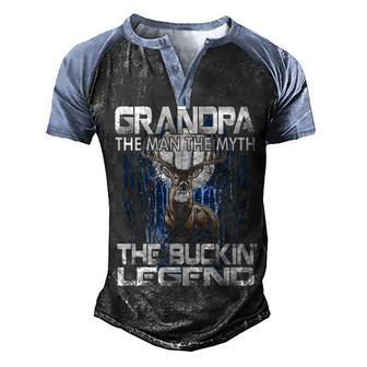Grandpa The Man The Myth The Buckin Legend Hunting Men's Henley Shirt Raglan Sleeve 3D Print T-shirt - Thegiftio UK