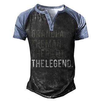 Grandpa The Man The Pilot The Legend Men's Henley Shirt Raglan Sleeve 3D Print T-shirt - Thegiftio UK