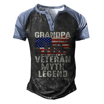 Grandpa Veteran Myth Legend Men's Henley Shirt Raglan Sleeve 3D Print T-shirt - Thegiftio UK